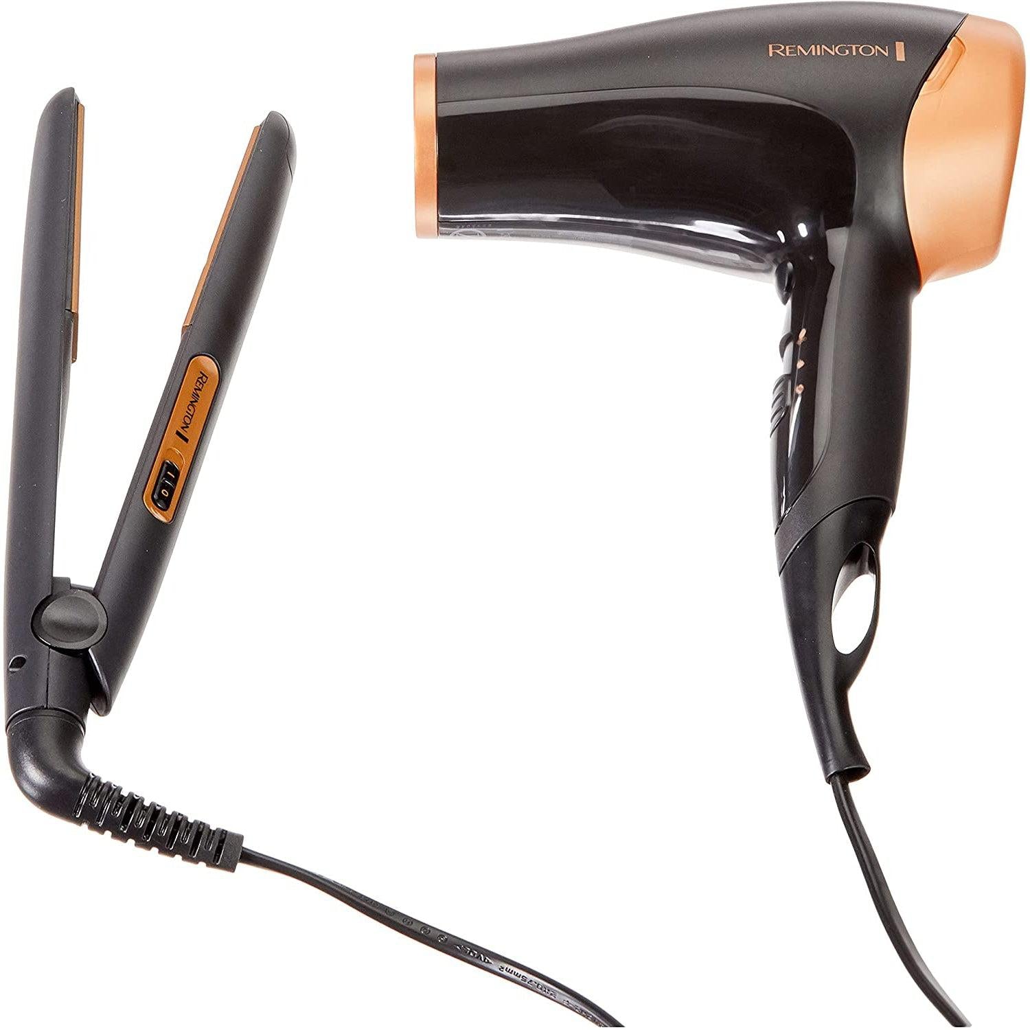 Remington Hair Care Gift Set - Ceramic Hair Straighteners and 2000 W Ionic Hair Dryer with Concentrator D3012GP
