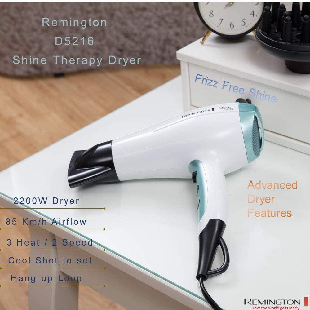 Remington Shine Therapy Hair Dryer with Power Dry and Cool Shot for a Frizz Free Shine, Quick Drying, 2300 W - D5216