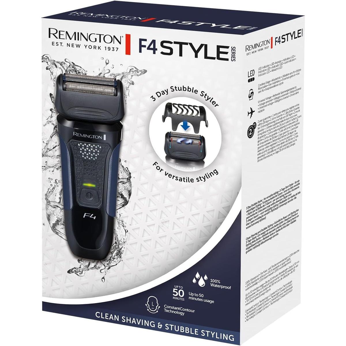 Remington F4 Mens Electric Foil Shaver (Dry Shave, Pop up detail trimmer, 50min usage, 4hr charge, Cordless, Worldwide voltage  F4002 - Healthxpress.ie