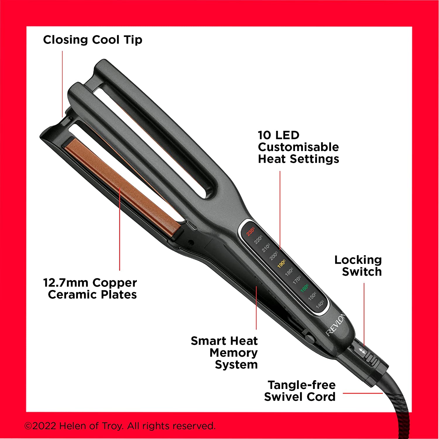 Revlon Double Straight Straightener Smart Heat Memory System 10 Heat