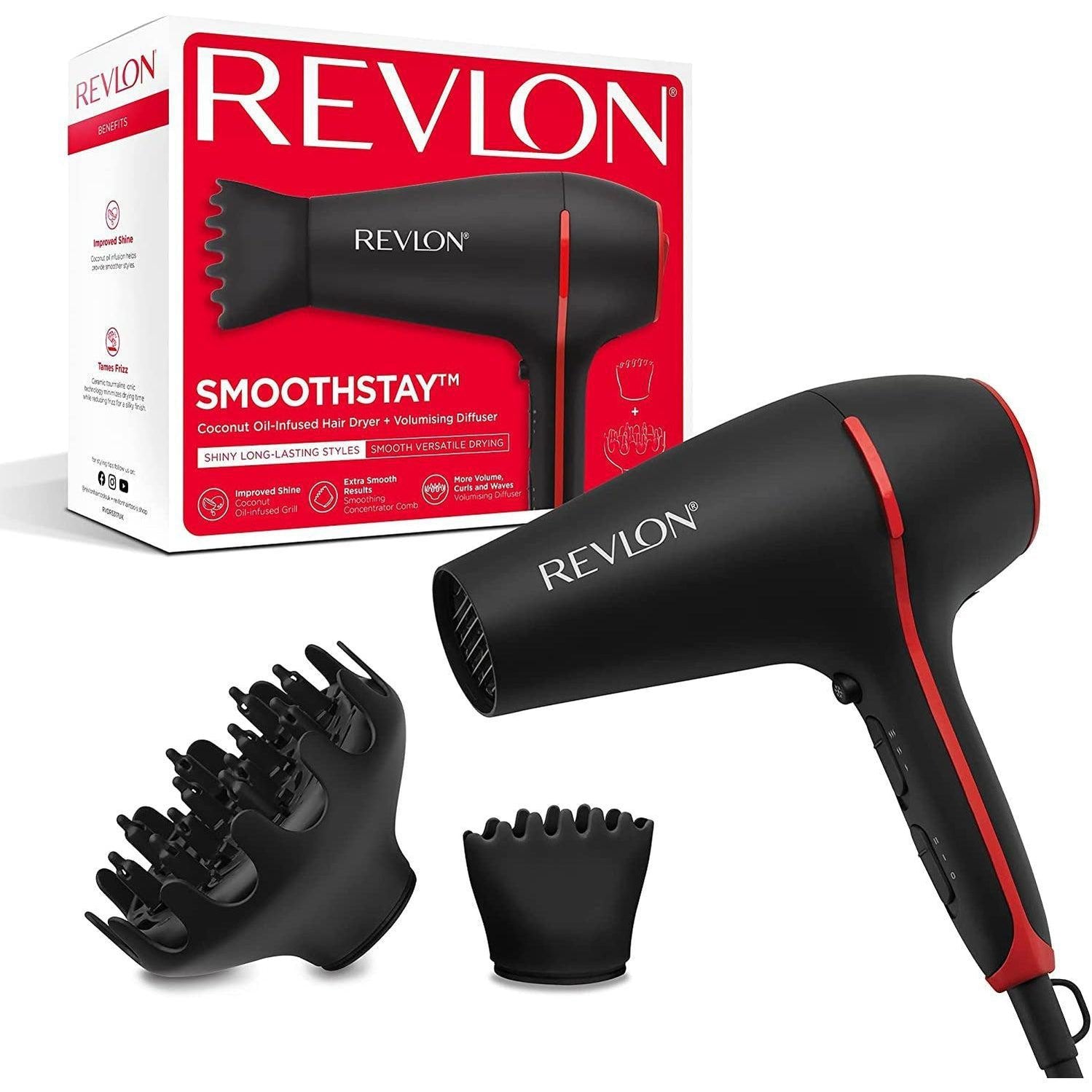 Revlon Smoothstay Coconut Oil-Infused Hair Dryer 2000 watts -RVDR5317 - Healthxpress.ie