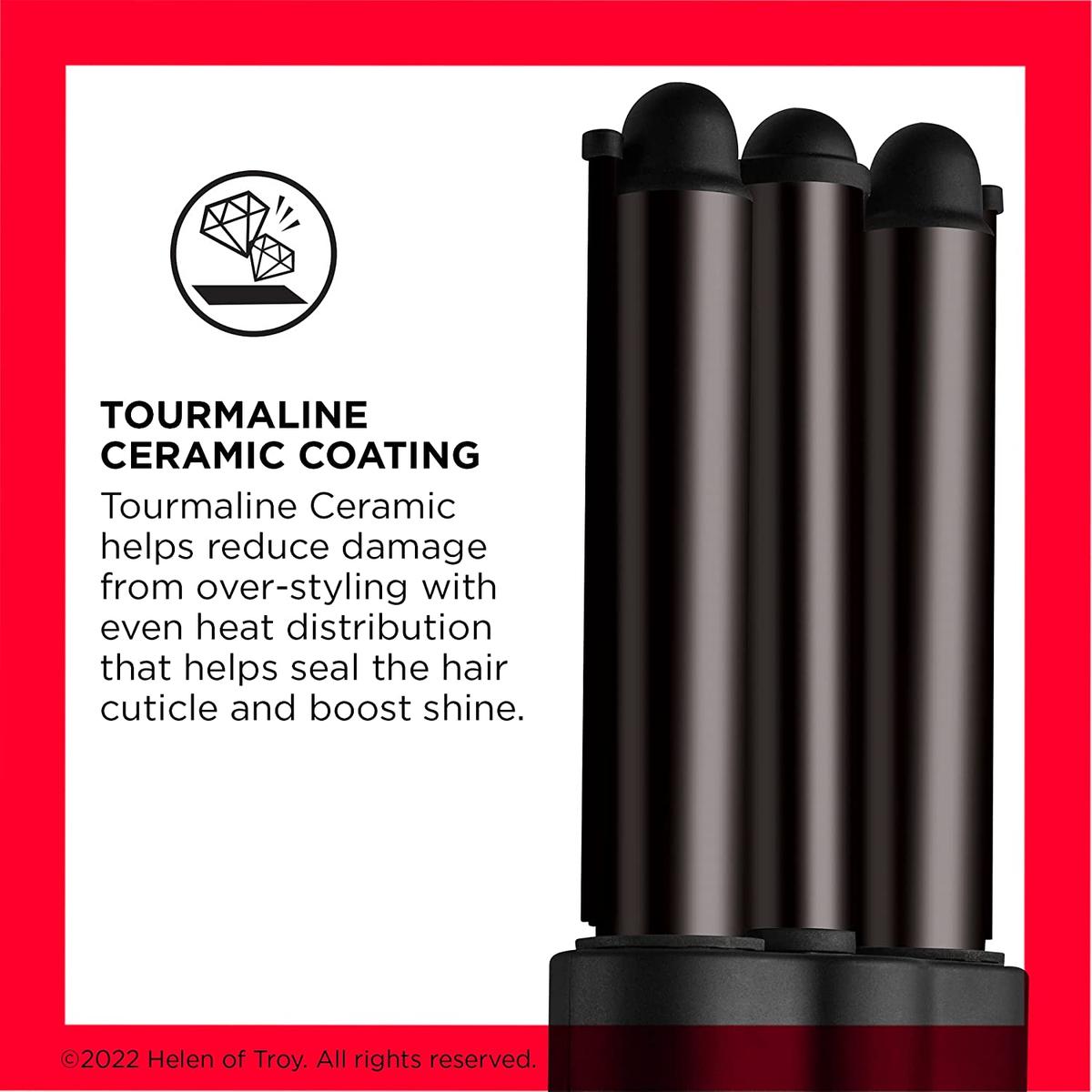 Revlon Wave Master Jumbo Waver (Three-Prong Jumbo Barrels,30 Heat Settings Up to 190°C) RVIR3056UKE, Black - Healthxpress.ie
