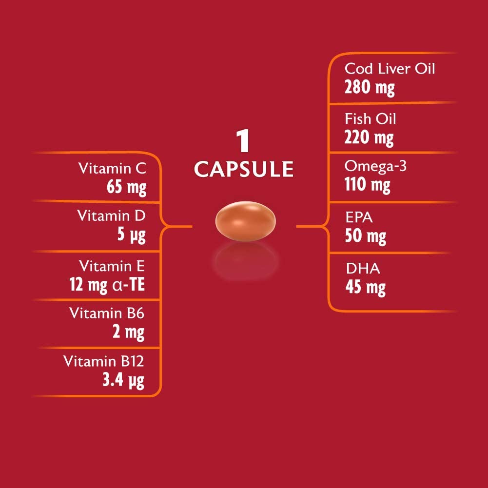 Seven Seas Cod Liver Oil Tablets, Plus Multivitamins & 110 mg Omega-3 - 30 Capsules - Healthxpress.ie