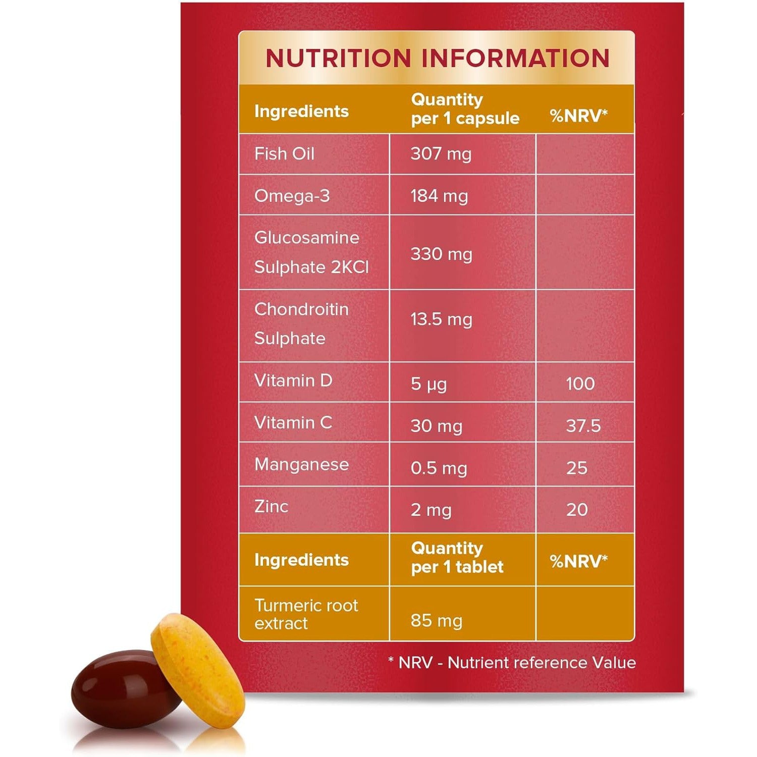 Seven Seas JointCare + Turmeric, with Omega-3, Glucosamine, Chondroitin, Vitamins C and D, Manganese and Zinc, Food Supplements, 30-Day Pack