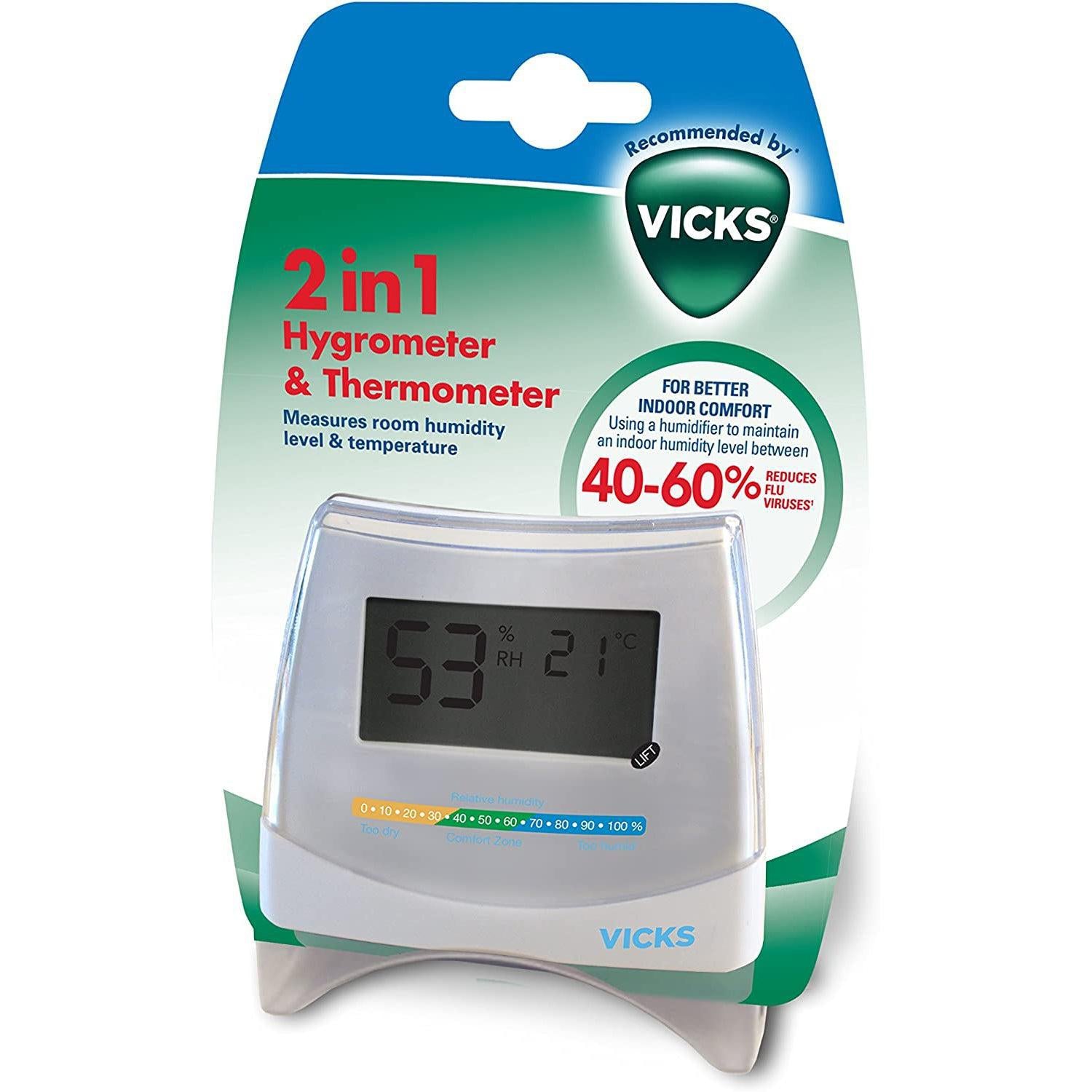 Vicks 2-in-1 Hygrometer and Thermometer V70 - Measures room humidity and temperature for better indoor comfort - Healthxpress.ie