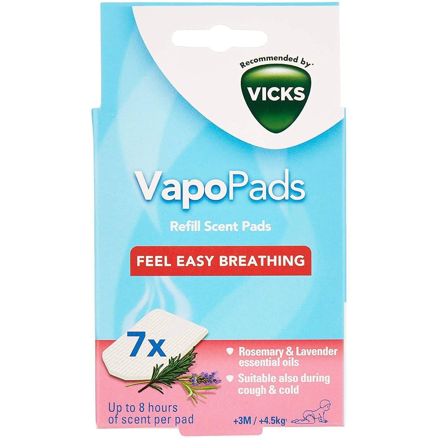 Vicks VBR7 Rosemary and Lavender Vapo Pads Refill - Pack of 7 - 3 Months + - Healthxpress.ie