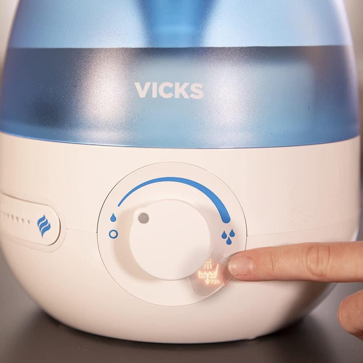 Vicks VUL525E1 Mini Cool Mist Ultrasonic Humidifier New Version - 0.5 Gallon Tank, Blue - Healthxpress.ie